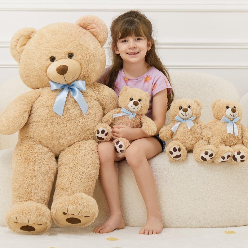 MorisMos Giant Teddy Bear Stuffed Animal with Baby Bears,35.4'' Big Mommy Stuffed Bear,3 Small Bulk Teddy Bear Stuffed Animals for Baby Shower Birthday, 4-Pack Brown Bear Toys for Kids Mom Girlfriends - Image 2