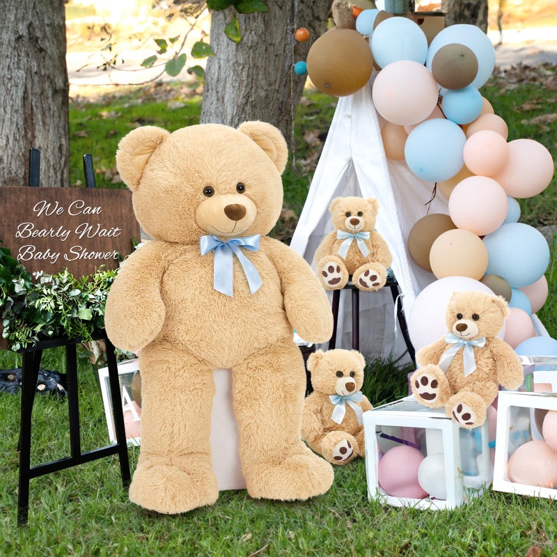 MorisMos Giant Teddy Bear Stuffed Animal with Baby Bears,35.4'' Big Mommy Stuffed Bear,3 Small Bulk Teddy Bear Stuffed Animals for Baby Shower Birthday, 4-Pack Brown Bear Toys for Kids Mom Girlfriends - Image 4