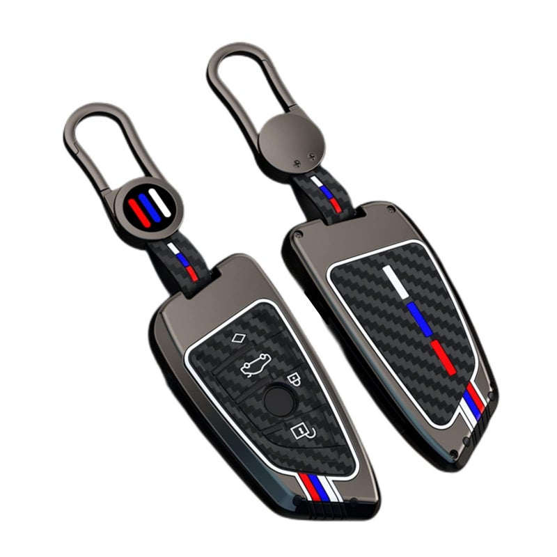 Bradegeve Carbon Fiber Key Fob Cover Case Metal Shell Cover Compatible for BMW 5 6 7 Series X1 X2 X3 X5 X6 X7 (Gunmetal - Image 1