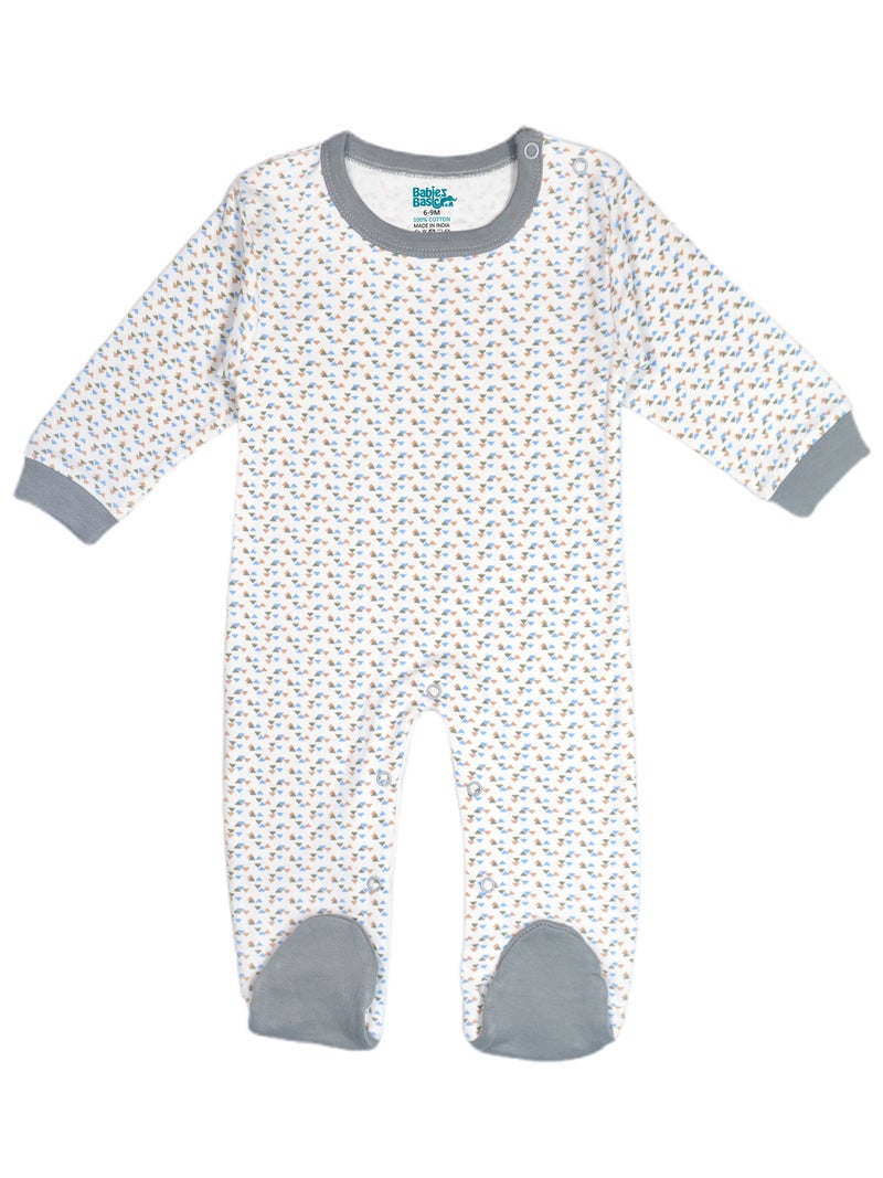 بابيز_بيسك بيبيز بيسك مجموعة هدايا مكونة من 5 قطع قطنية 100٪ للجنسين تشمل السالوبيت ، والرمبر ، والقفازات ، والقبعة ، والبيجامة/البذلة. - Image 2