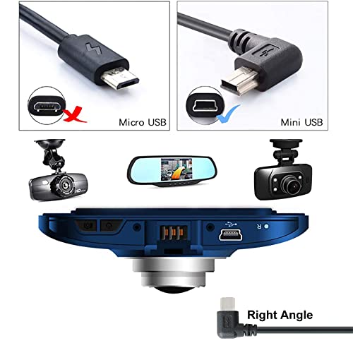 PASOW Mini USB Power Cable 90 Degree Right Angle (No Data Transfer) - USB 2.0 A-Male to Mini-B Car Vehicle Power Suppy Cord for Dash Cam (16FT) - Image 2