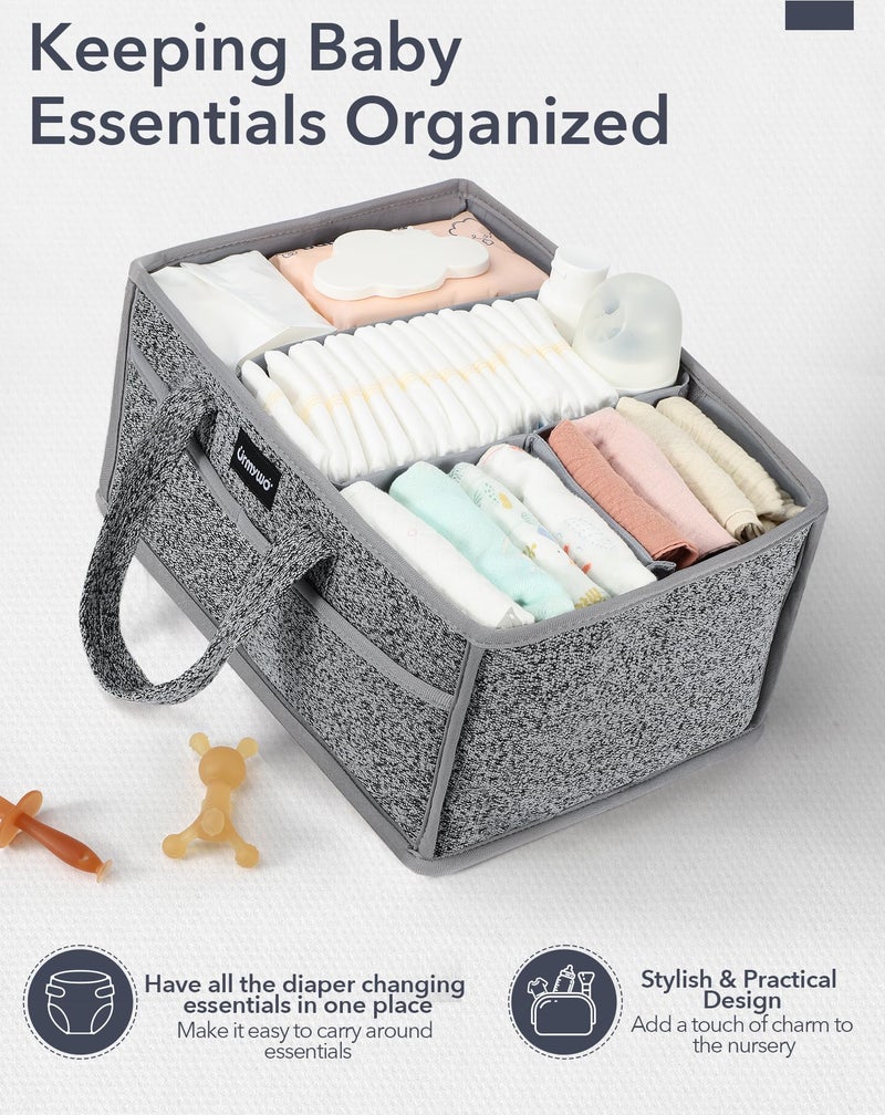 URMYWO Diaper Caddy Organizer - Portable Baby Diaper Caddy with Handle, Large Nursery Organizer Storage Basket for Newborn Essentials, Baby Registry Must Have Shower Gift for Home and Car Travel - Image 2