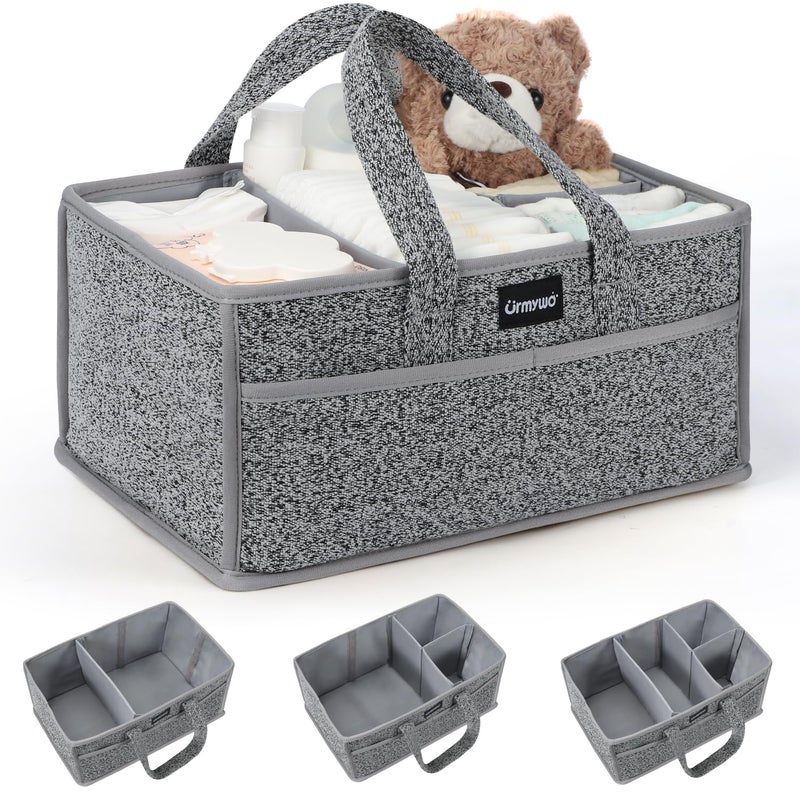 URMYWO Diaper Caddy Organizer - Portable Baby Diaper Caddy with Handle, Large Nursery Organizer Storage Basket for Newborn Essentials, Baby Registry Must Have Shower Gift for Home and Car Travel - Image 1