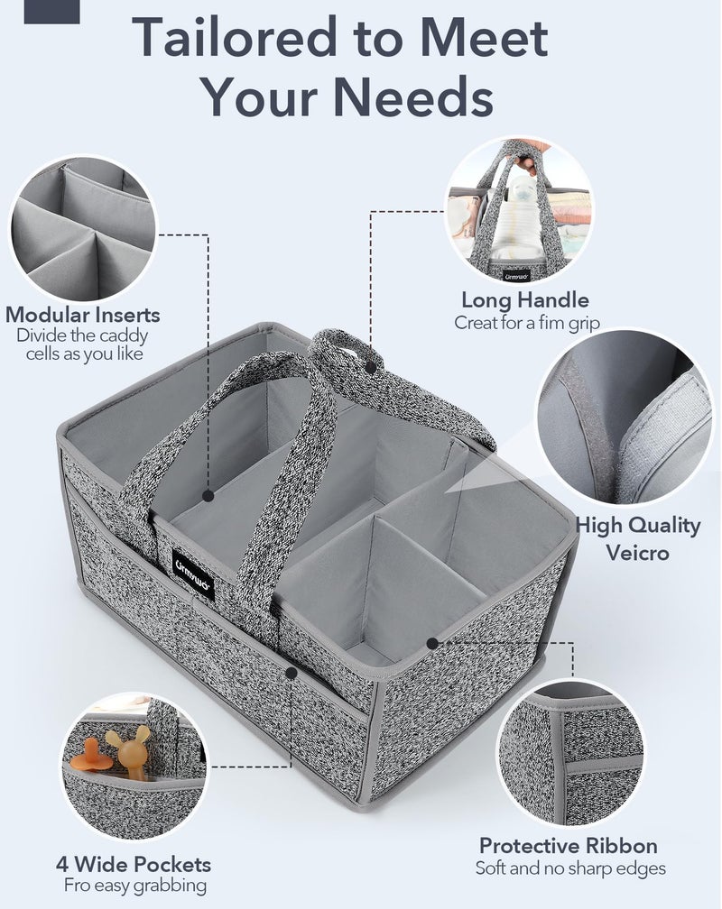 URMYWO Diaper Caddy Organizer - Portable Baby Diaper Caddy with Handle, Large Nursery Organizer Storage Basket for Newborn Essentials, Baby Registry Must Have Shower Gift for Home and Car Travel - Image 4