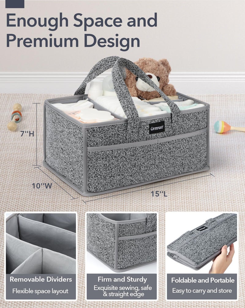 URMYWO Diaper Caddy Organizer - Portable Baby Diaper Caddy with Handle, Large Nursery Organizer Storage Basket for Newborn Essentials, Baby Registry Must Have Shower Gift for Home and Car Travel - Image 5