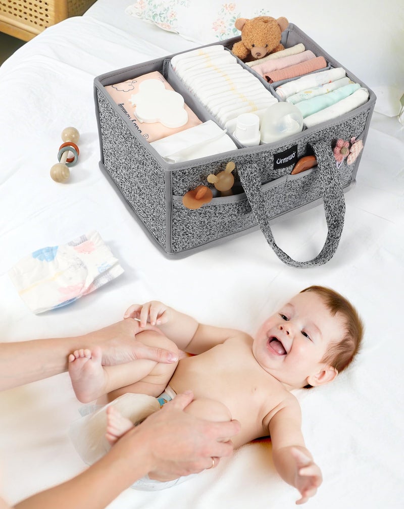 URMYWO Diaper Caddy Organizer - Portable Baby Diaper Caddy with Handle, Large Nursery Organizer Storage Basket for Newborn Essentials, Baby Registry Must Have Shower Gift for Home and Car Travel - Image 3