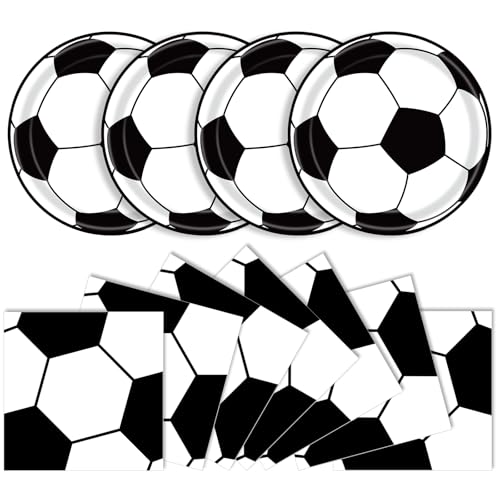 KFJBPB 40 Pcs Soccer Plates and Napkins Party Supplies Soccer Birthday Party Decorations Disposable Paper Plates and Napkins Tableware Set for Sports Theme Birthday Baby Shower Serves 20 - Image 1