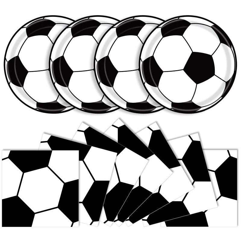 KFJBPB 40 Pcs Soccer Plates and Napkins Party Supplies Soccer Birthday Party Decorations Disposable Paper Plates and Napkins Tableware Set for Sports Theme Birthday Baby Shower Serves 20 - Image 2