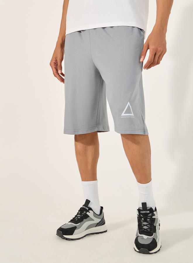 Styli Eco Earth Graphic Hem Printed Oversized Shorts - Image 1