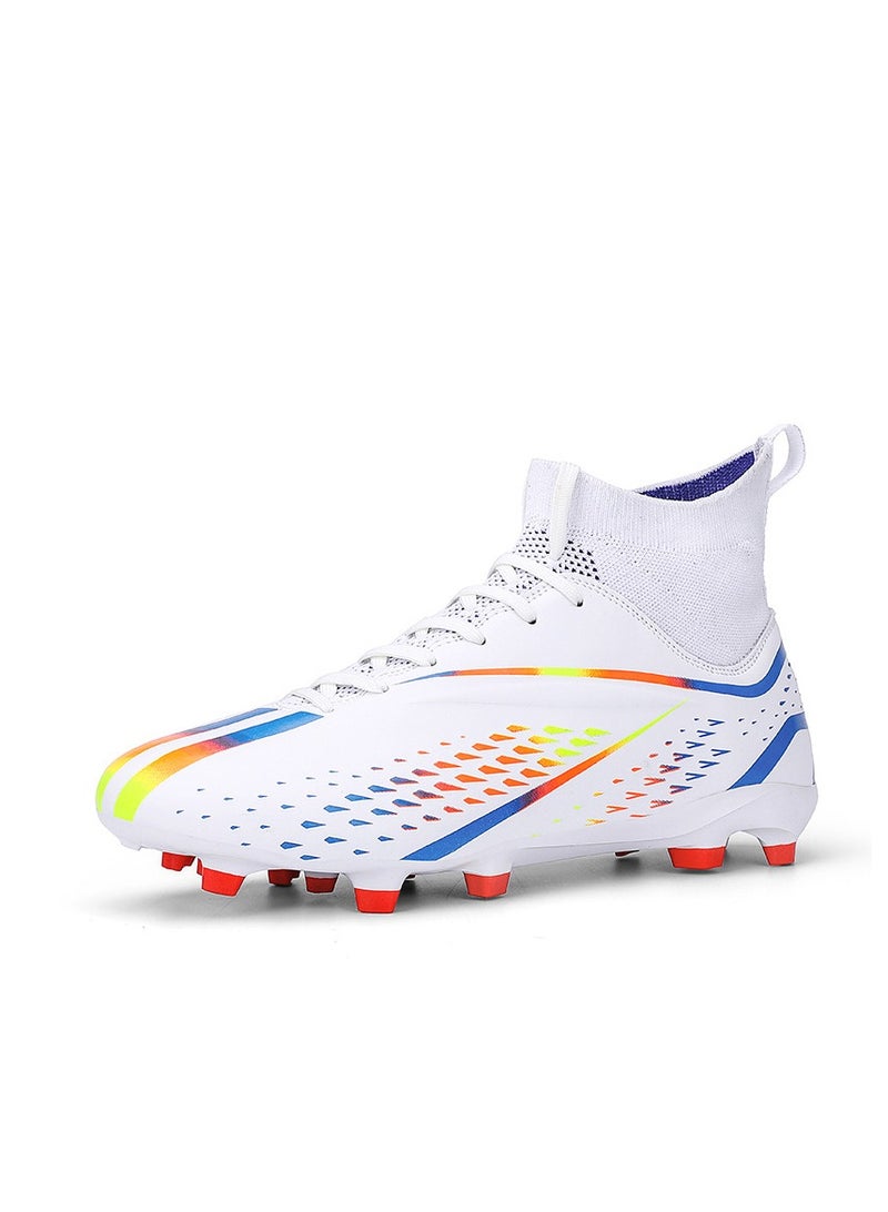 xozgdovg Spike sneakers TF training shoes Football shoes non-slip(Spike bright white)  - Image 1