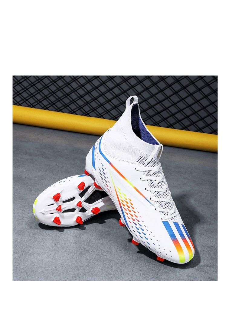 xozgdovg Spike sneakers TF training shoes Football shoes non-slip(Spike bright white)  - Image 2