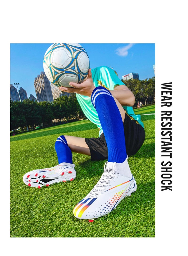 xozgdovg Spike sneakers TF training shoes Football shoes non-slip(Spike bright white)  - Image 3