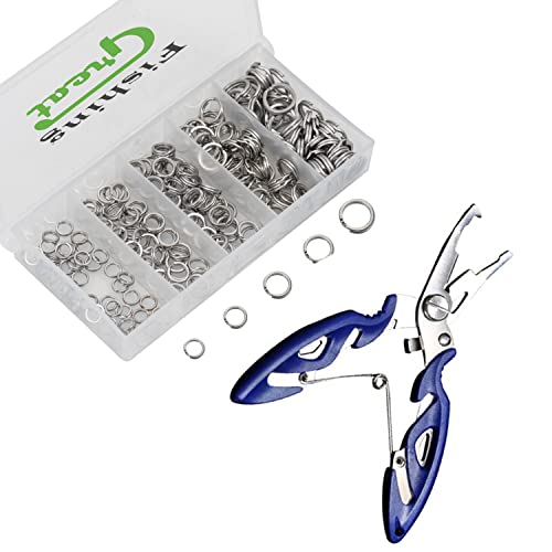 GREATFISHING 200PCS High Strength Heavy Stainless Steel Split Ring Lure Tackle Connector with Fishing Pliers 30lb to 120lb Test - Image 1