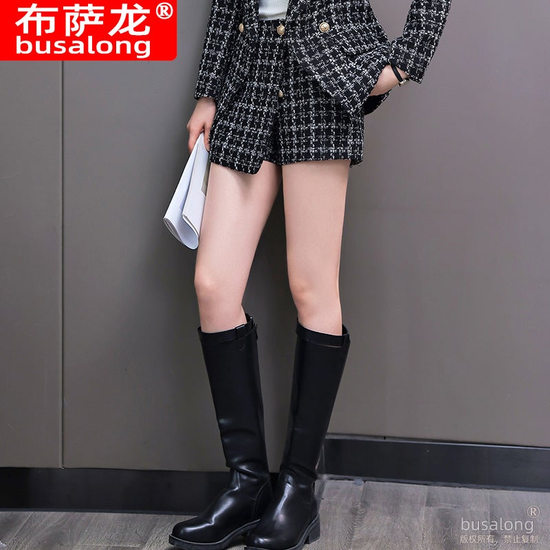 2023 new busaron womens long-sleeved professional suit shorts formal suit interview sales work clothes 8630 A8630 black plaid culottes
