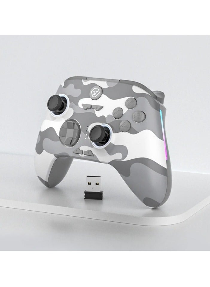 Wireless Controller, Compact And Portable RGB Lighting PC Controller, Enhanced Gaming Controller With Hall Linear Trigger For Windows PC, Android, Steam And Switch, (1pc Grey Plus Receiver)  - Image 1