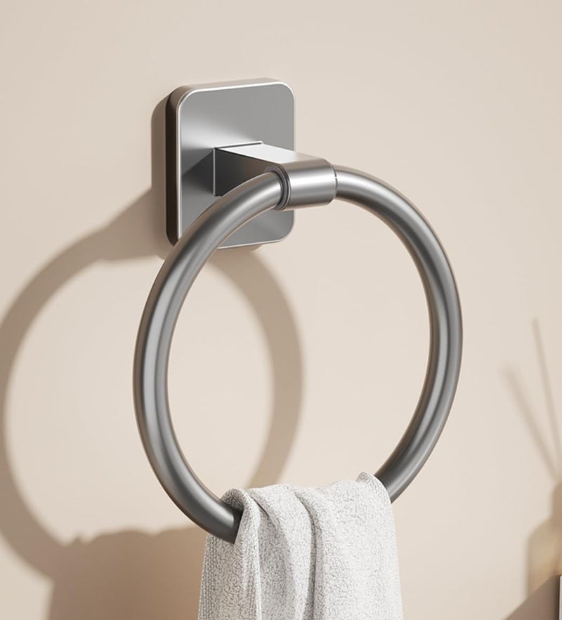 Tenom Towel Hanger for Wash Basin, Towel Holder in Bathroom, Bathroom Towel Hanger for Wall, Napkin Holder for Wash Basin, (Grey, Circle) - Image 1