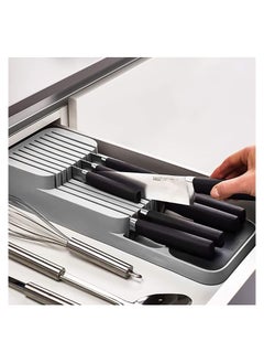 Kitchen Drawer Knife Organizer, Plastic Countertop Knife Block, Universal Knife Holder for Drawers, Plastic Drawer Organizer Tray for Knives. Grey, White and  Green - pzsku/ZE68A352D4E40B9AE8F3AZ/45/_/1694958250/4887be1b-818a-4b0c-9382-bd50a1c2b21c