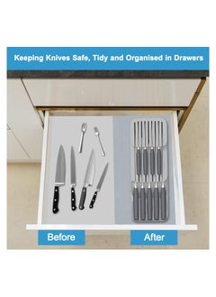 Kitchen Drawer Knife Organizer, Plastic Countertop Knife Block, Universal Knife Holder for Drawers, Plastic Drawer Organizer Tray for Knives. Grey, White and  Green - pzsku/ZE68A352D4E40B9AE8F3AZ/45/_/1694958251/ae3ce378-e7fe-4e53-a66d-71e71c3a9c3e