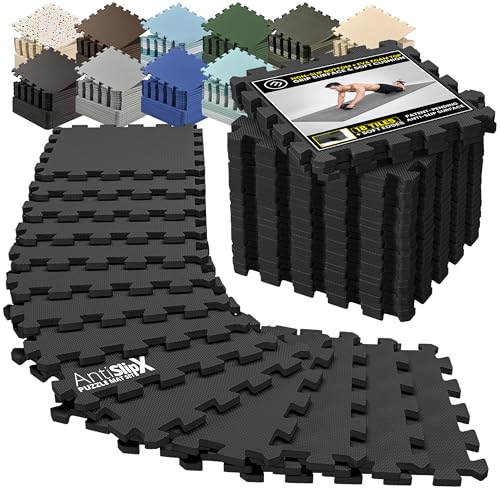 bemaxx Gym Mats Set - 18 pcs EVA Interlocking Foam Floor Tiles (12.6"x12.6"x0.4") 18sqft Protective Gym Flooring Sports Home Workout Exercise Mats Puzzle Garage Fitness Play-Room Pool Treadmill Bike - Image 1