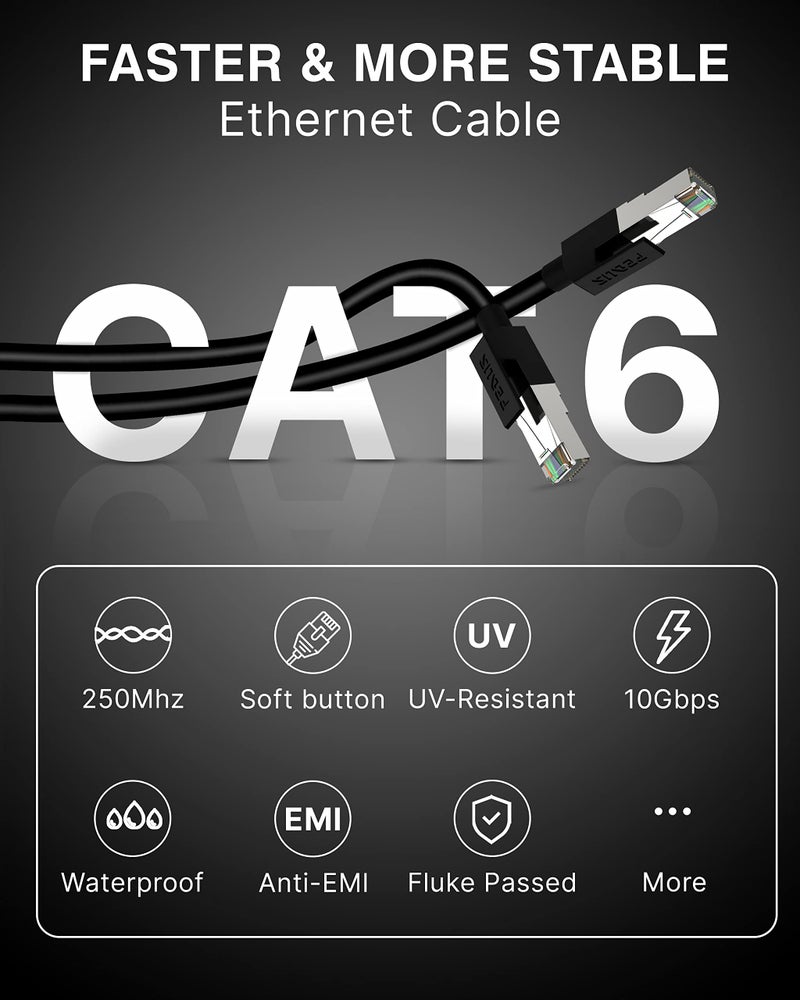 FEDUS 3 Meter High Speed RJ45 cat6 Ethernet Patch Cable LAN Cable Internet Network Computer Cable Cord High Speed Gigabit Category UTP Wires For PC, Modem, Router, LAN ADSL – BLACK 3M - Image 3