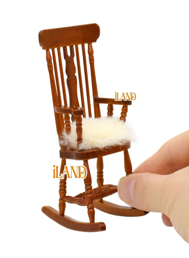 iLAND Vintage Dollhouse Furniture on 1/12 Scale, Brewster Dollhouse Rocking Chair & Velvet Cushion - Image 5
