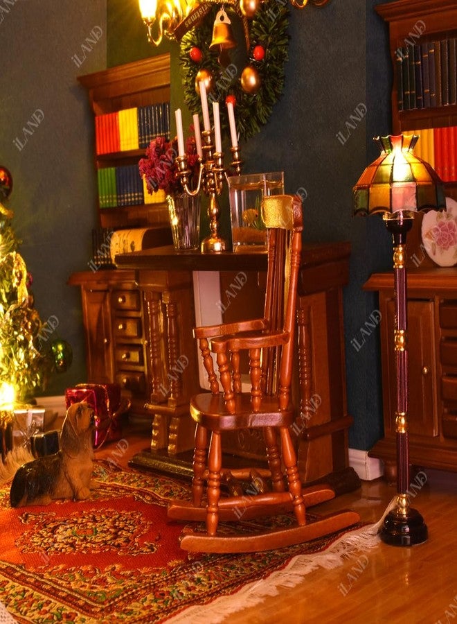 iLAND Vintage Dollhouse Furniture on 1/12 Scale, Brewster Dollhouse Rocking Chair & Velvet Cushion - Image 3