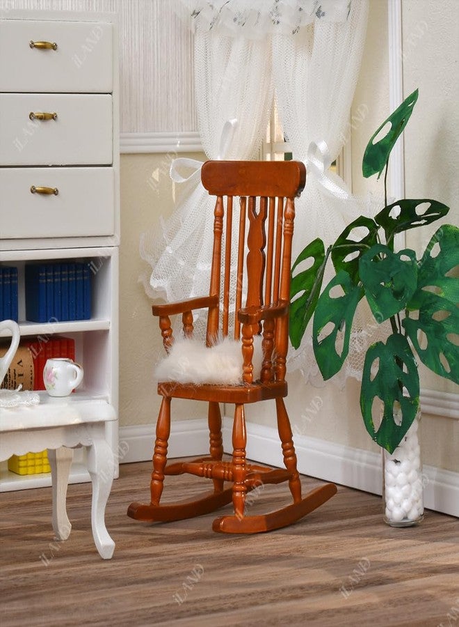 iLAND Vintage Dollhouse Furniture on 1/12 Scale, Brewster Dollhouse Rocking Chair & Velvet Cushion - Image 4