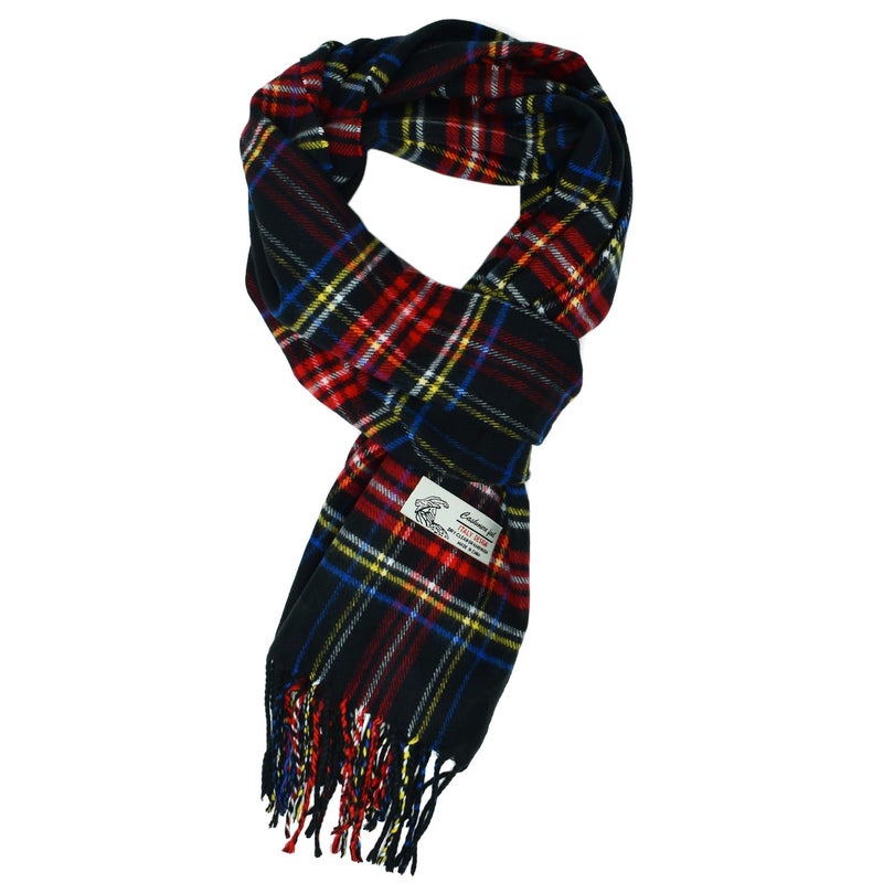Glory Max Scottish Stewart Tartan Plaid Luxurious Winter Scarf Soft Cashmere Feel 72"x12" (Black Stewart Tartan) - Image 1