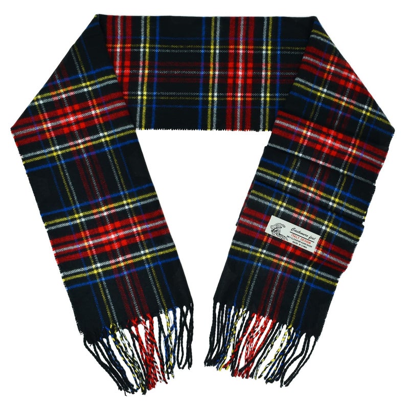 Glory Max Scottish Stewart Tartan Plaid Luxurious Winter Scarf Soft Cashmere Feel 72"x12" (Black Stewart Tartan) - Image 3