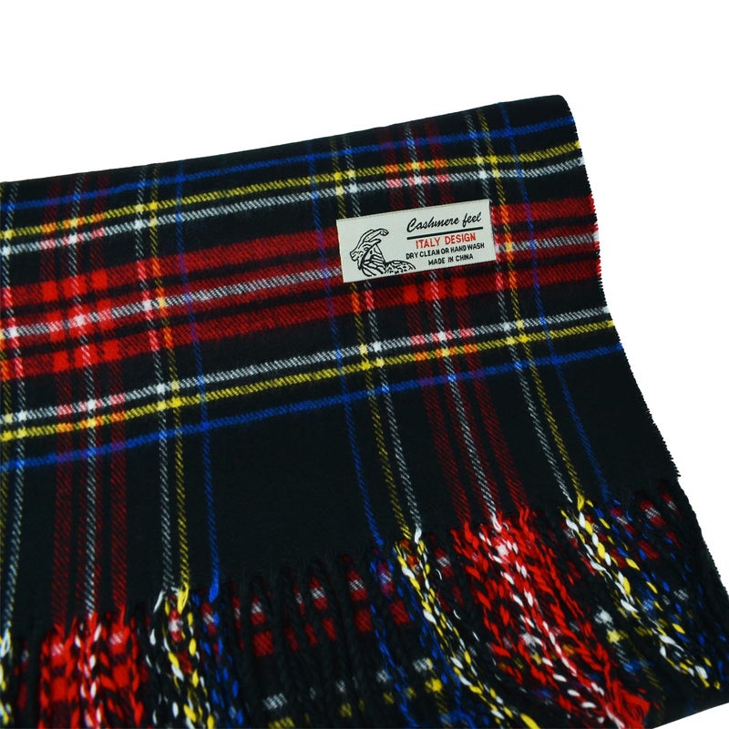 Glory Max Scottish Stewart Tartan Plaid Luxurious Winter Scarf Soft Cashmere Feel 72"x12" (Black Stewart Tartan) - Image 2