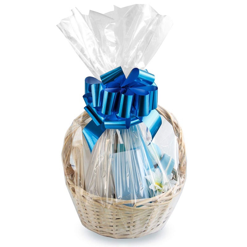 Morepack 16x24 Inches Cellophane Bags for Gift Baskets,Clear Cellophane Basket Bags 5 Pieces - Image 1