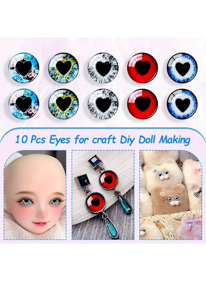 أزرار قلوب زرقاء دينو 20مم زجاج مسطح الظهر لعيون المجوهرات والأعمال اليدوية DIY - Image 5
