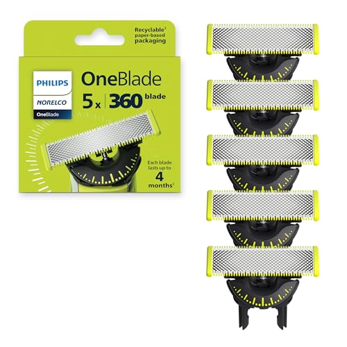 Norelco Philips Norelco OneBlade 360 Blades, Genuine Replacement Blades for OneBlade Electric Shaver and Trimmer, Durable Stainless Steel, 5 Pack, QP450/80 - Image 1