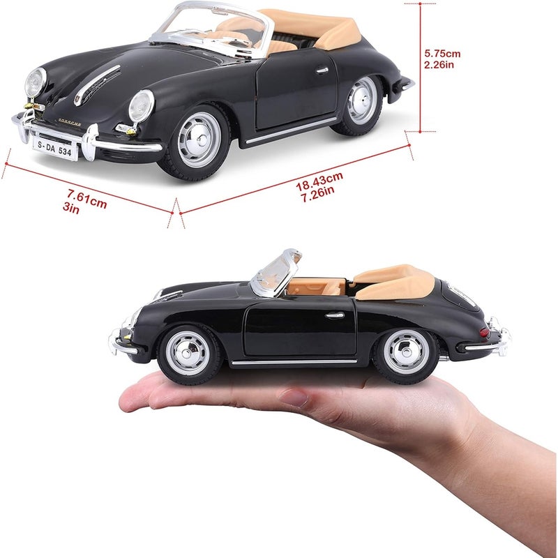 بوراجو سيارة بورش 356 بي كابريوليت 1961 1/24 - اسود - 18-22078 - Image 5