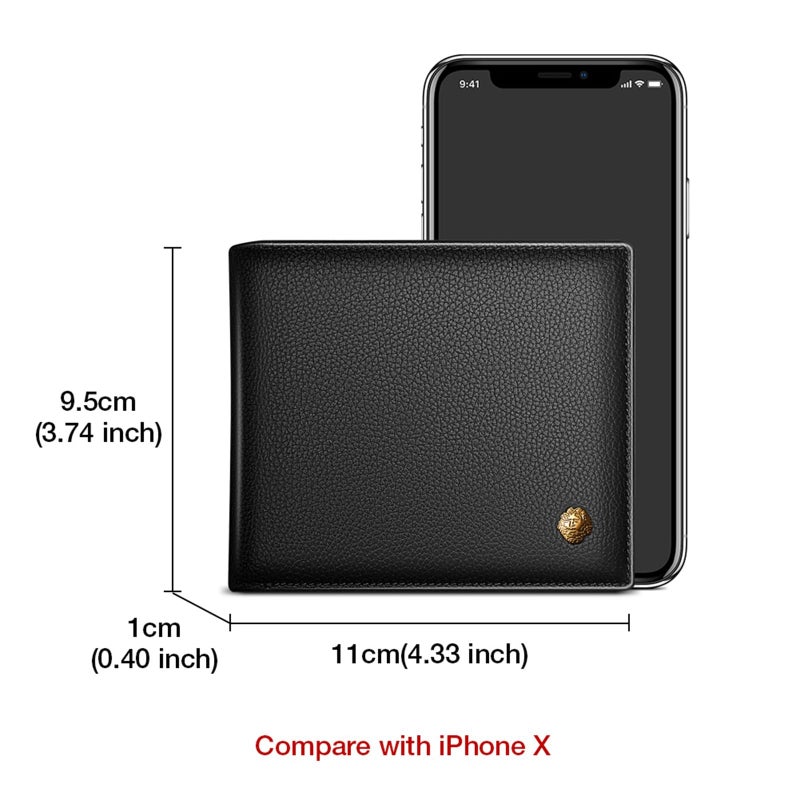 LAORENTOU Men's Wallet Genuine Leather Mens Bifold Wallets with Zipper Coin Pocket Casual Men Purse Slim Wallet - Image 2