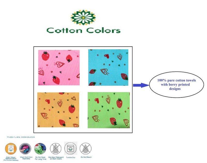 Cotton Colors Cotton Bath Towel (Pack of 4, Large Multicolor, Berry Printed Design) - Image 4