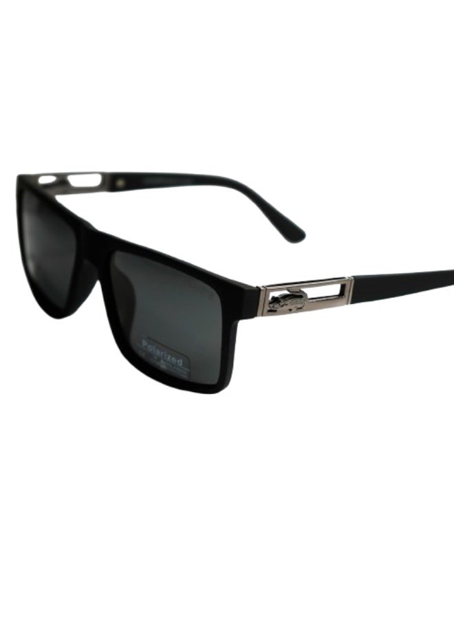 Men Polarized Rectangular Sunglasses – Model S011, Black Lens - Image 2