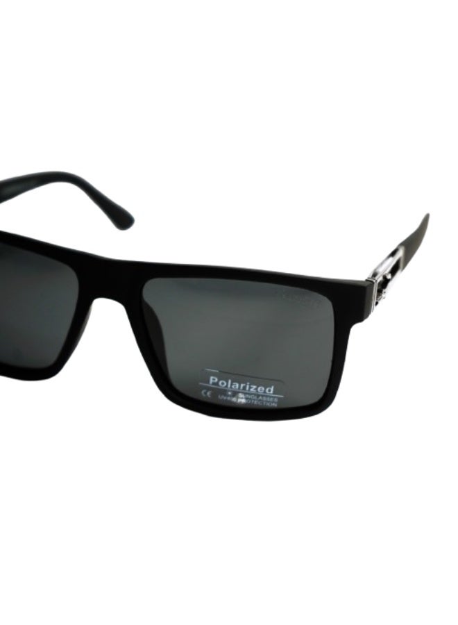 Men Polarized Rectangular Sunglasses – Model S011, Black Lens - Image 1