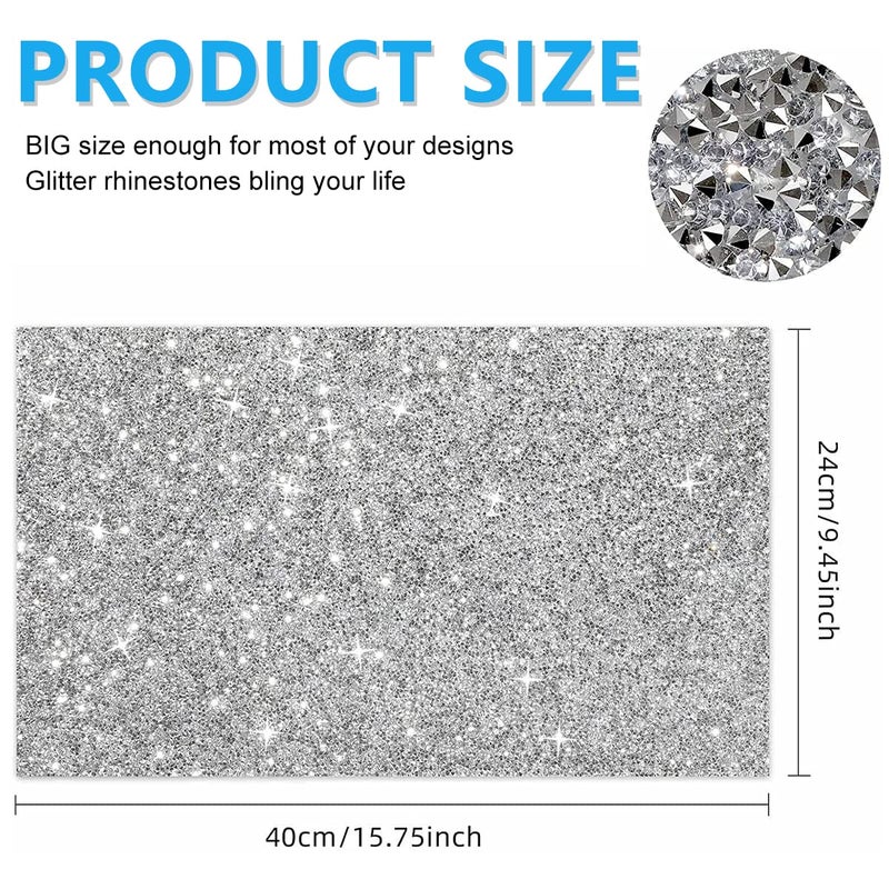 M'AYCREATE 1 Roll Self Adhesive Bling Rhinestone Strips Diamond Ribbon, Rhinestones Diamonds Ribbon Bling Wrap For Diy Crafts, Makeup Table, Phone, Party Decor, 9.4" X 15.8", White - Image 2