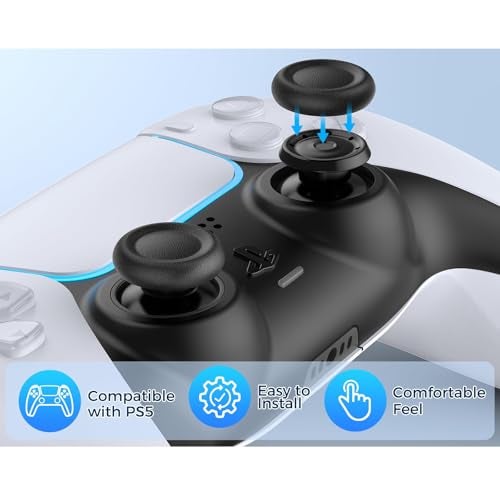 SQUISHCO 3 Pairs Thumb Grips,Enhanced Grip and Control, Replacement Joystick Caps Compatible with PS5 Controller, Suitable for Extended Gaming Sessions,Black - Image 2