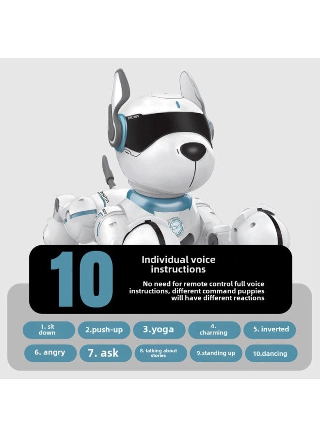 كلب آلي ذكي للتحكم عن بعد، لعبة أطفال للتحكم الصوتي، برمجة حيلة، رقص، المشي، كلب ميكانيكي كهربائي لطيف للحيوانات الأليفة - اللون: التحكم الصوتي، نسخة التحكم عن بعد - المواصفات: بطارية قابلة لإعادة ا - Image 5