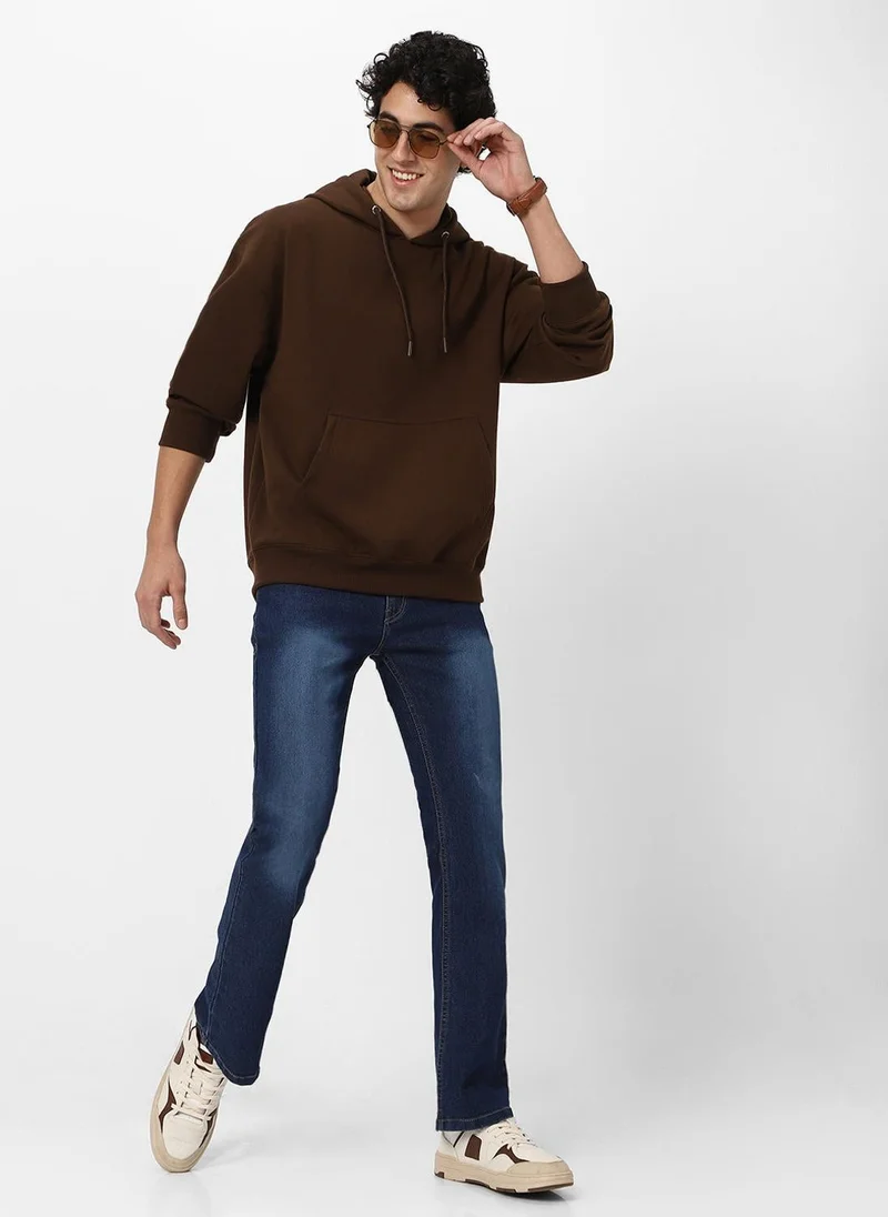 Urbano Fashion  Urbano Fashion Men's Chocolate Brown Cotton Solid Oversized Hooded Neck Sweatshirt for Men | Best Price UAE