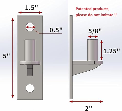 Homydom 2 Pack Wall Mount Gate Hinges, Heavy Duty Wall Plate Hinges, Outdoor Chain Link Fence Gate Hinges Fence Post Link Gate Hinge, with 5/8 Hinge Pin (Screws Not Included) - Image 2