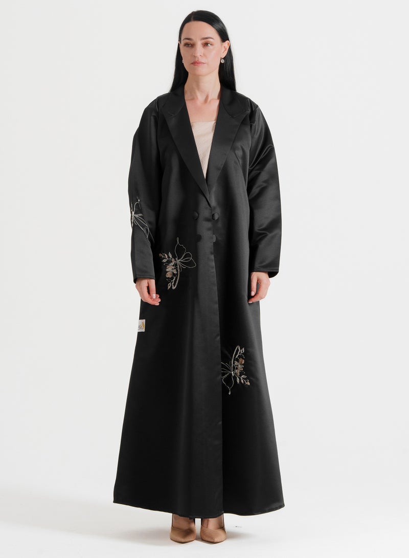 روزيت عباية عباية بليزر مع تطريز فراشة أنيق مع أزرار - Image 1