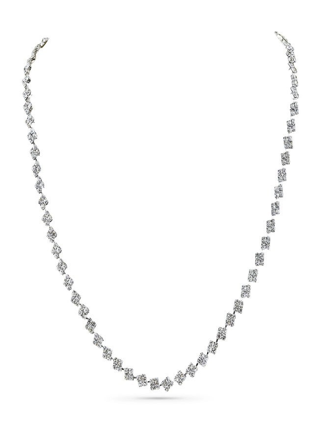 Rubans Rhodium-Plated White Cubic Zirconia Studded Classic Tennis Necklace for Women & Girls - Parties & Special Occasions - Image 1