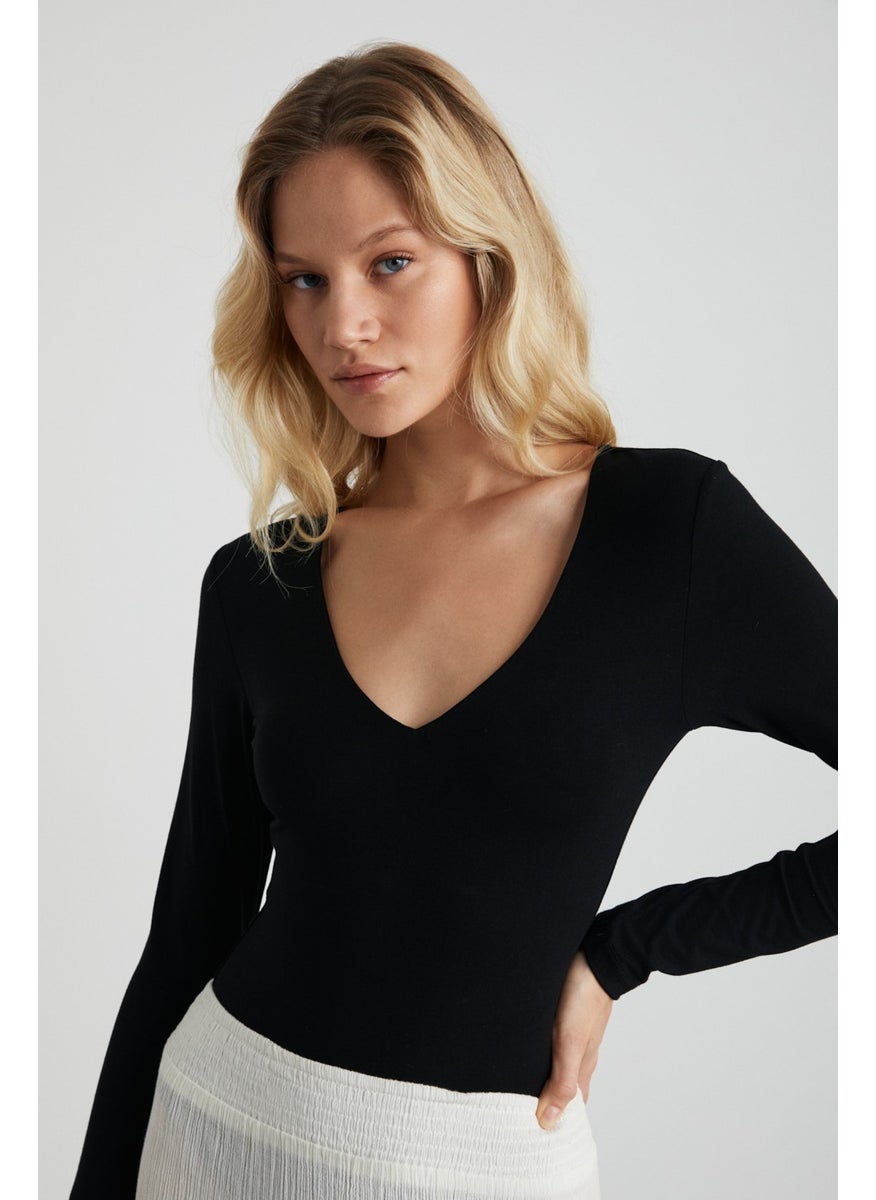 Leıdy Deep V Neck Long Sleeve Viscose Black Blouse - pzsku/ZE68A9CED0EF4D705E383Z/45/_/1741213002/434d91ca-ccfa-45d0-ae9a-b4da60644f56