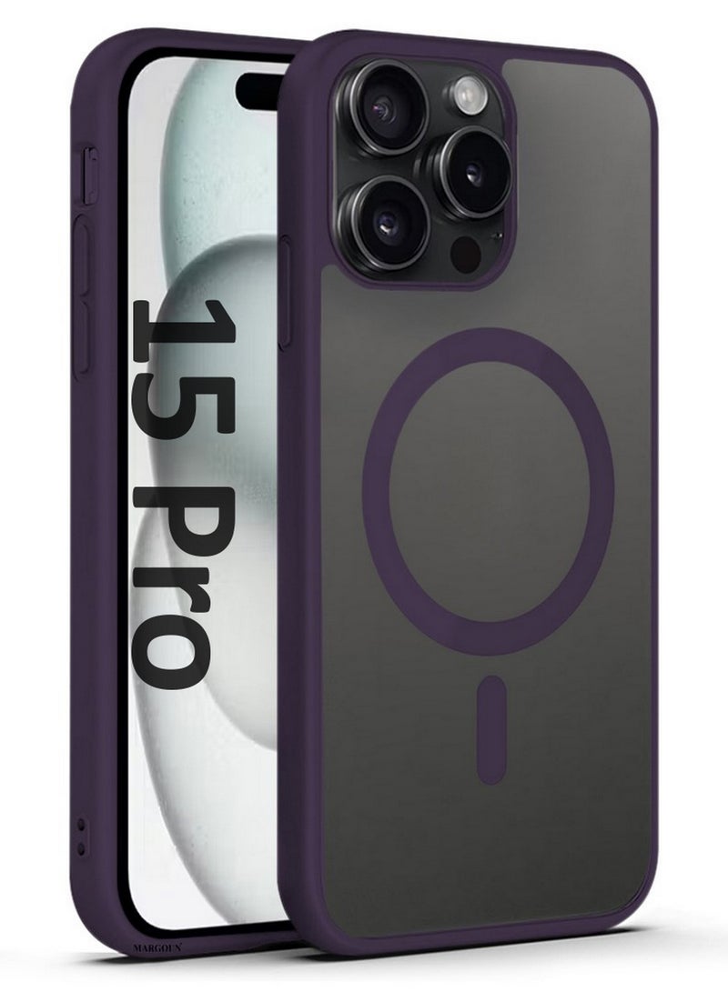 CATANES Magnetic Slim Protective Case for iPhone 15 Pro - with Wireless Charging Support - Purple - Image 1