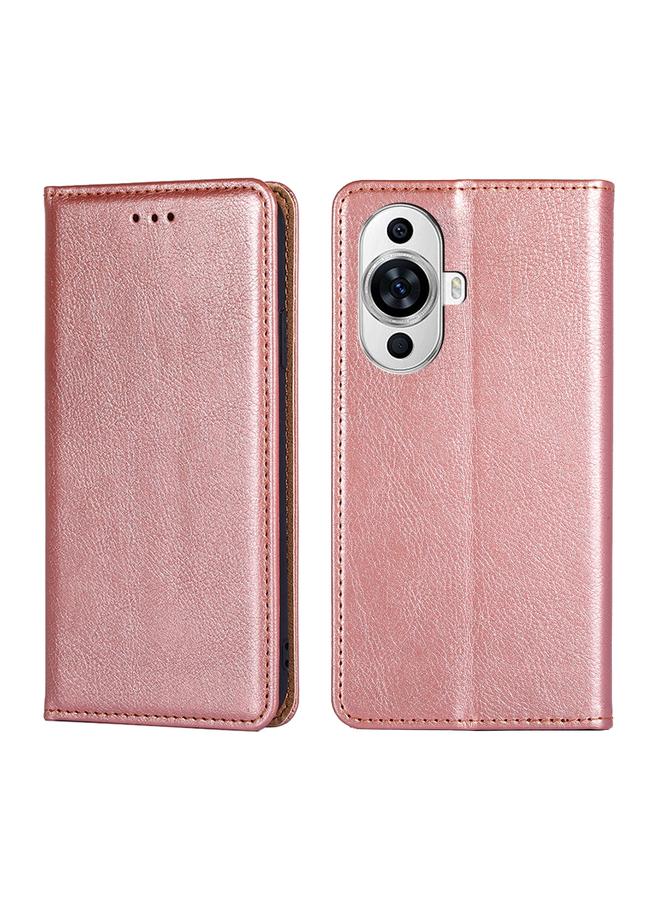 اس-توب جراب لهاتف Huawei nova 11 4G، جراب هاتف جلدي مغناطيسي بلون سادة لامع وزيتي - Image 1