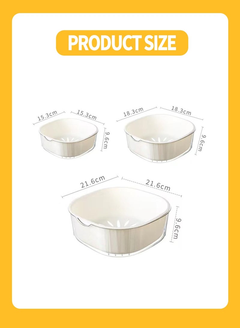 Beirui 6pcs Kitchen Strainer,2 in 1 Plastic Fruit & Vegetable Washing Basket Double Drainer Basin and Stackable Set for Soaking, Washing, Draining Vegetables and Fruit Strainer  - Image 3