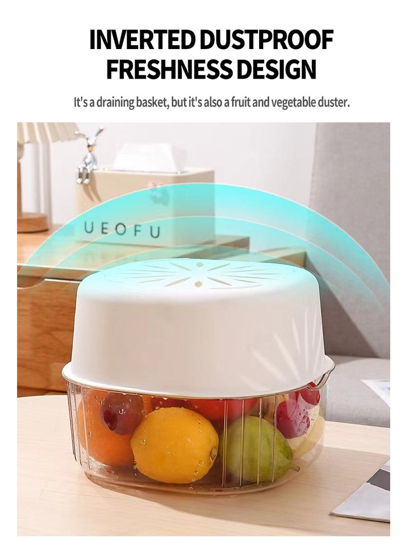 Beirui 6pcs Kitchen Strainer,2 in 1 Plastic Fruit & Vegetable Washing Basket Double Drainer Basin and Stackable Set for Soaking, Washing, Draining Vegetables and Fruit Strainer  - Image 5